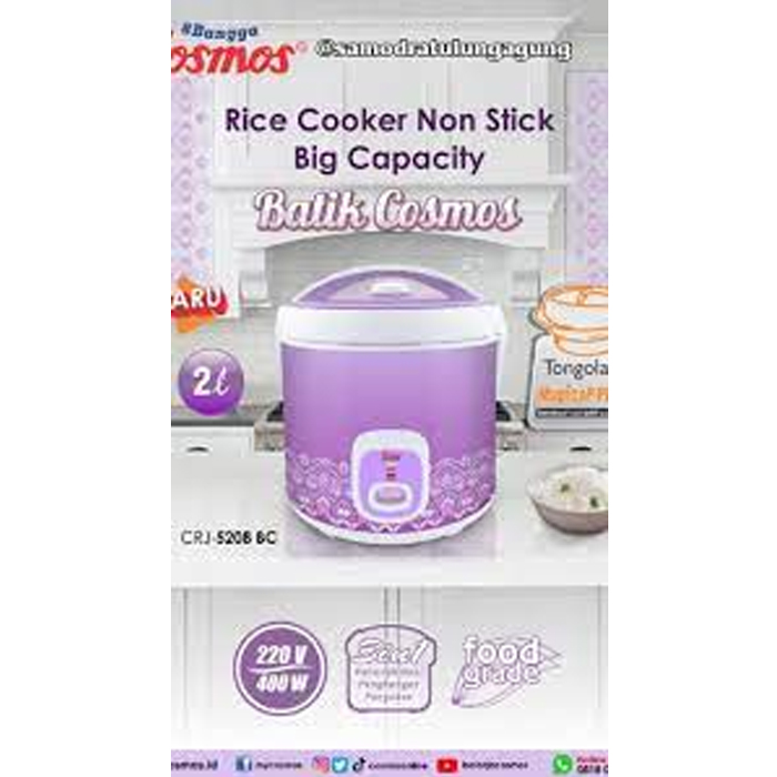 Cosmos Rice Cooker Non Stick 2 Liter - CRJ5208BC | CRJ-5208BC